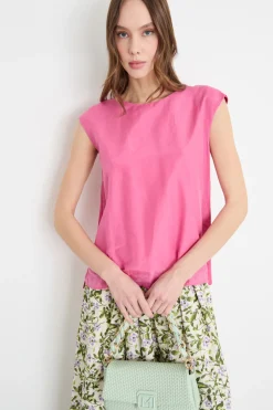 Blusa con retro a contrasto - Rosa