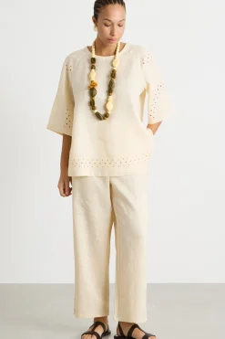 Blusa con ricami - Avorio