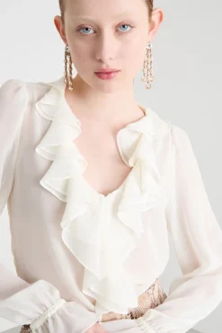 Blusa con rouche - Avorio