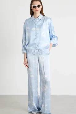 Blusa con scollo a V - Azzurro
