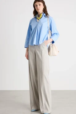 Blusa con scollo a V - Azzurro