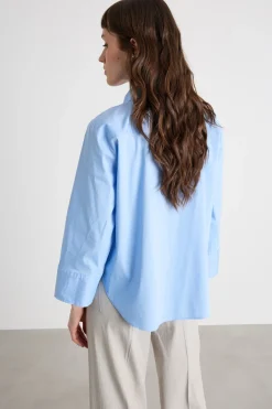 Blusa con scollo a V - Azzurro