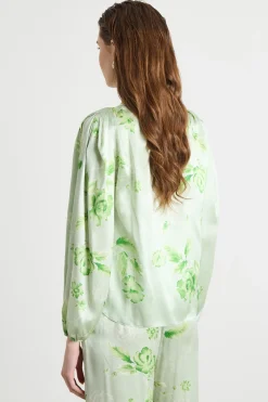 Blusa con scollo a V - Verde