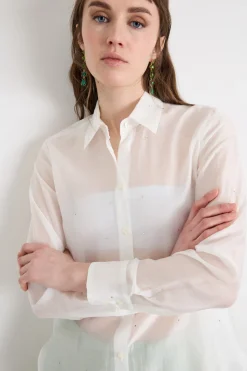 Blusa con strass - Bianco
