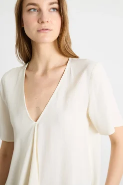 Blusa con volant asimmetrico - Bianco