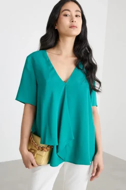 Blusa con volant asimmetrico - Verde