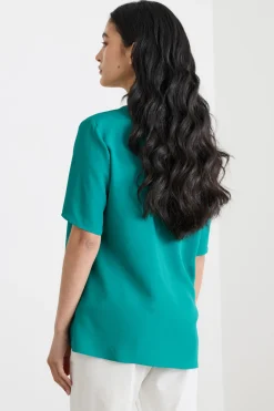 Blusa con volant asimmetrico - Verde