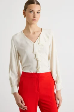 Blusa con volant - Bianco