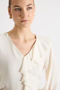 Blusa con volant - Bianco