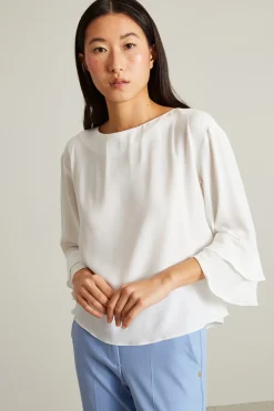 Blusa con volant - Bianco