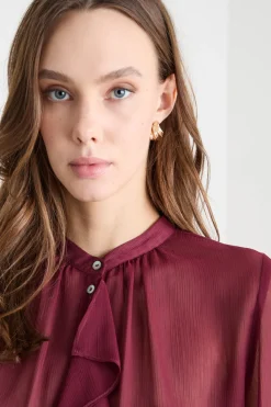 Blusa con volant - Bordeaux