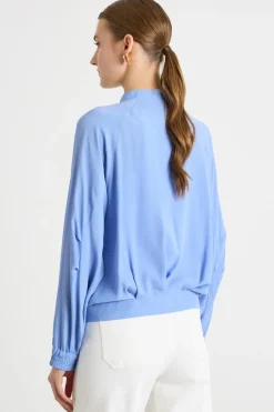 Blusa con zip - Azzurro