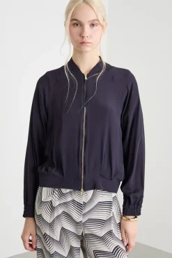 Blusa con zip - Blu