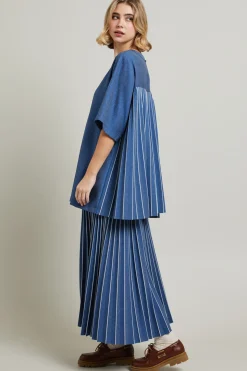 Blusa effetto denim - Blu