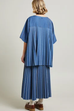 Blusa effetto denim - Blu