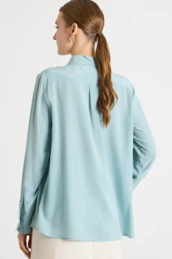 Blusa fluida - Azzurro