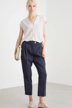 Blusa fluida con scollo a V - Bianco