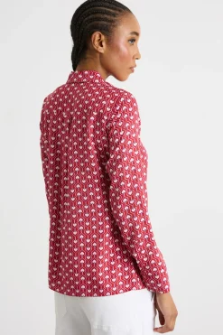 Blusa fluida con stampa - Rosso Bianco