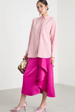 Blusa fluida con taschino - Rosa