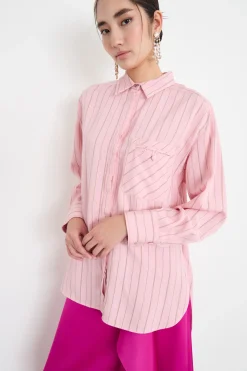 Blusa fluida con taschino - Rosa