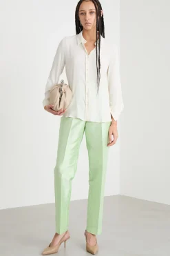 Blusa fluida in crepe de chine - Bianco