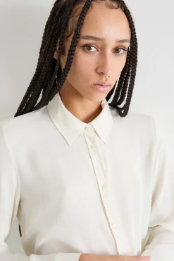 Blusa fluida in crepe de chine - Bianco
