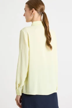 Blusa fluida in crepe de chine - Giallo