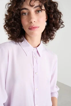 Blusa fluida in crepe de chine - Lilla