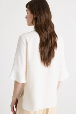 Blusa fluida in raso opaco - Bianco