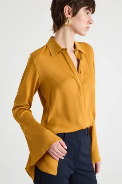 Blusa in charmeuse di seta - Arancione