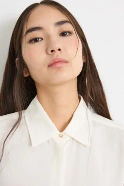 Blusa in charmeuse di seta - Bianco