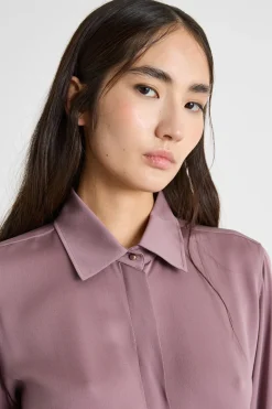 Blusa in charmeuse di seta - Lilla