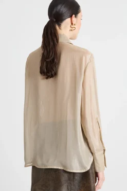 Blusa in chiffon laminato - Oro
