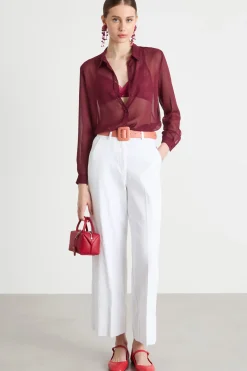 Blusa in crepe - Bordeaux