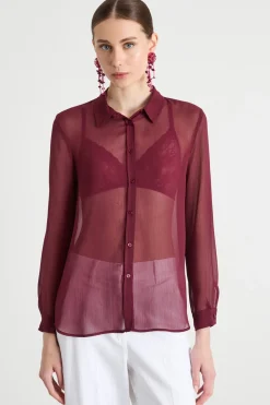 Blusa in crepe - Bordeaux