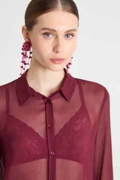 Blusa in crepe - Bordeaux