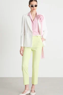 Blusa in crepe con applicazione a fiore - Rosa