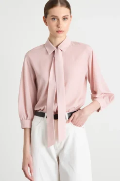 Blusa in crepe con foulard - Rosa