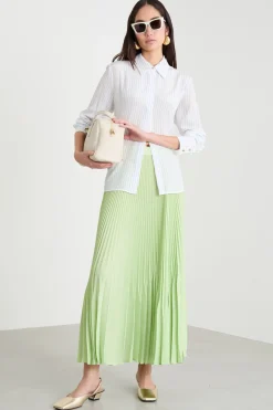 Blusa in crepe con spacchetti - Azzurro Bianco
