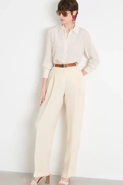 Blusa in crepe con spacchetti - Bianco