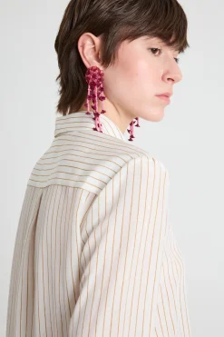 Blusa in crepe con spacchetti - Bianco