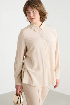 Blusa in crepe de chine - Beige