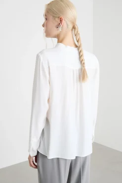 Blusa in crepe de chine - Bianco
