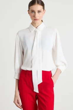 Blusa in crepe de chine - Bianco