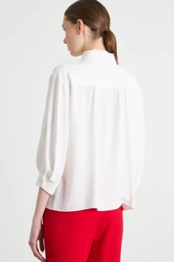 Blusa in crepe de chine - Bianco