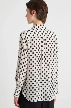 Blusa in crepe de chine - Bianco Nero