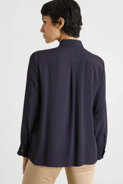 Blusa in crepe de chine - Blu