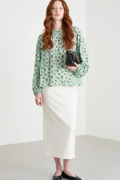 Blusa in crepe de chine di seta - Verde