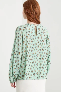 Blusa in crepe de chine di seta - Verde