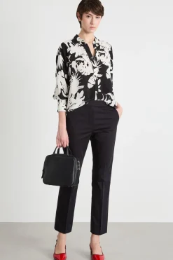 Blusa in crepe de chine fantasia - Nero Bianco